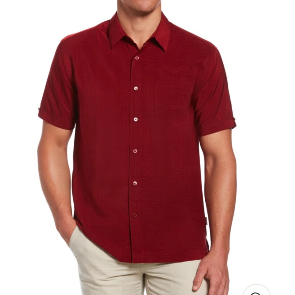 NEW CUBAVERA TEXTURED ONE POCKET SHIRT size: L